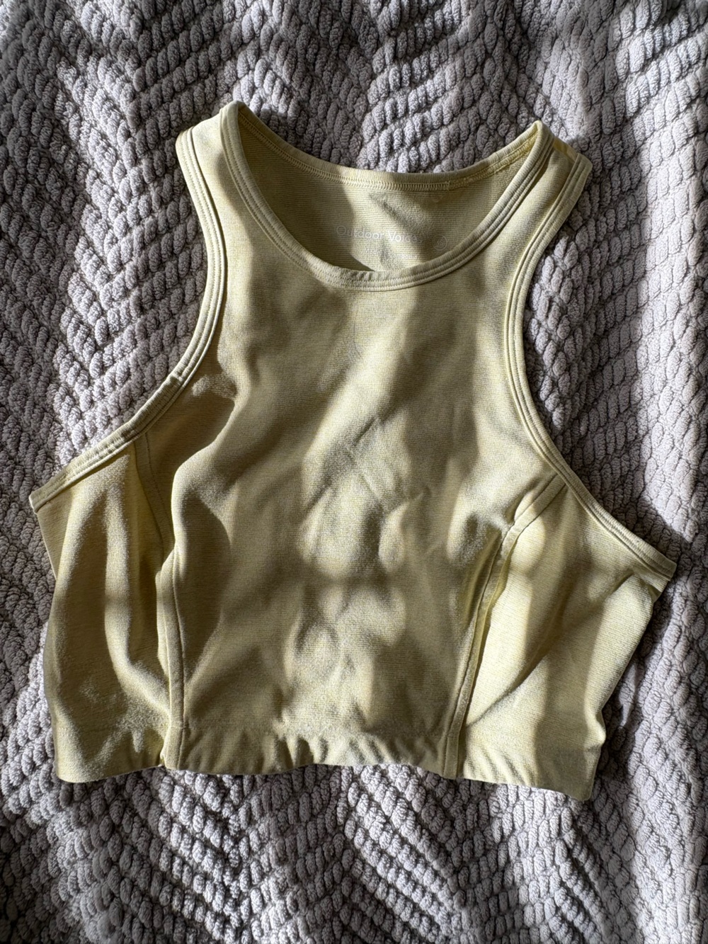Outdoor Voices Light Yellow High-Neck Crop Sports Bra